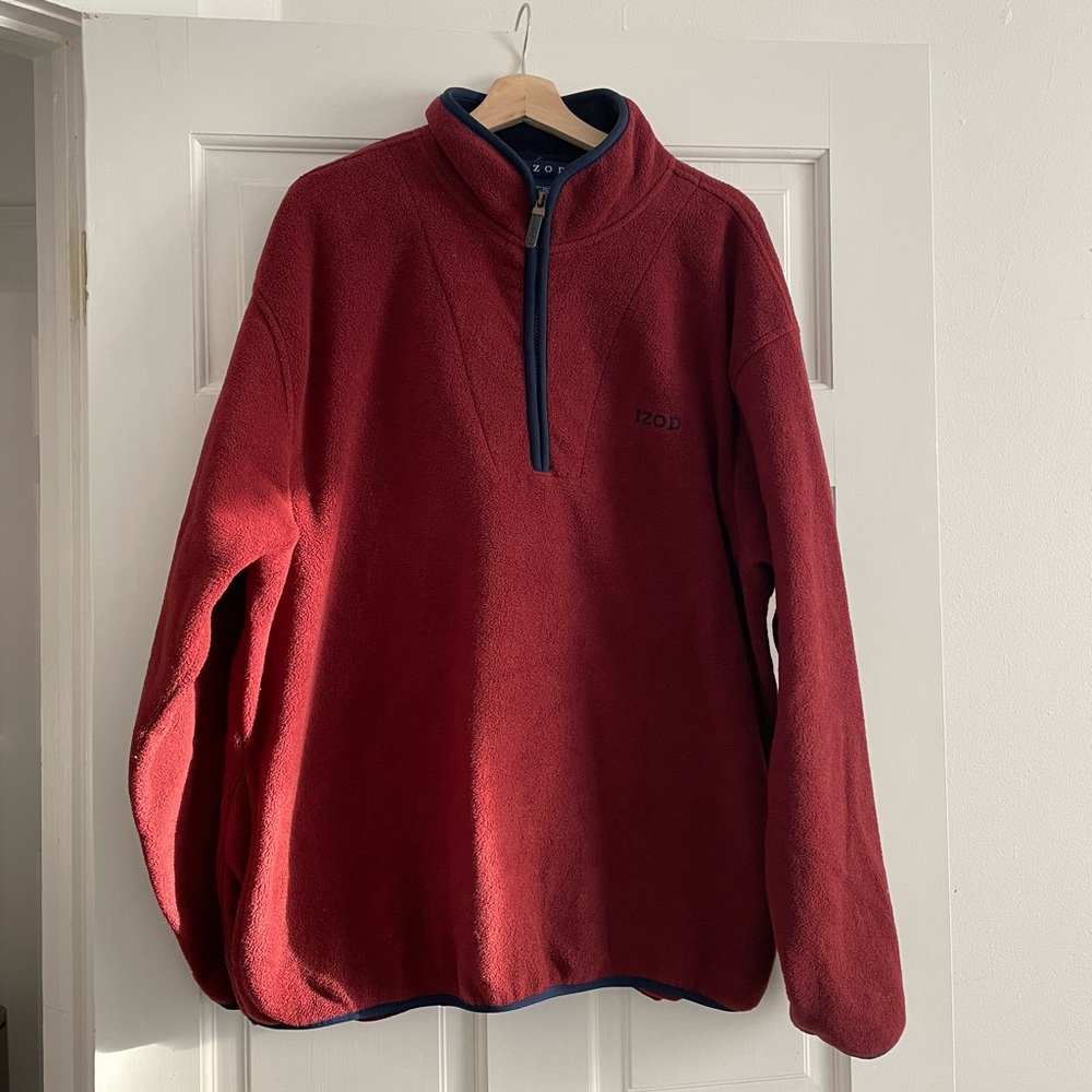 Izod unisex half-zip fleece sweater wine navy XL Men’s